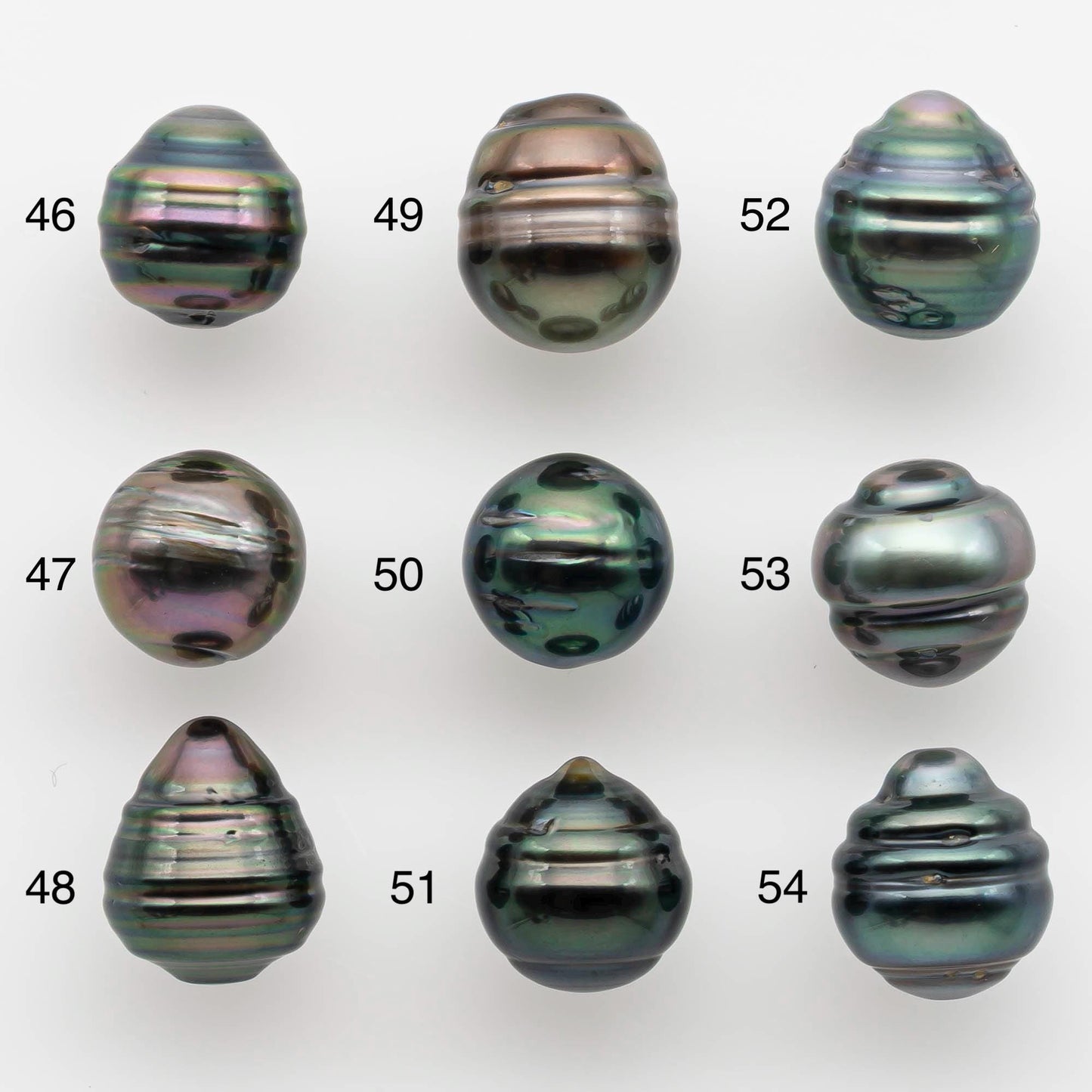 9-10mm Natural Color Tahitian Pearl Drop Shape Loose Single Piece Undrilled in High Luster and Minor Blemishes, SKU # 2585TH