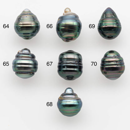 9-10mm Natural Color Tahitian Pearl Drop Shape Loose Single Piece Undrilled in High Luster and Minor Blemishes, SKU # 2585TH