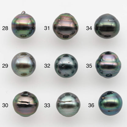 9-10mm Natural Color Tahitian Pearl Loose Single Piece Undrilled in High Luster and Minor Blemishes, SKU # 2586TH