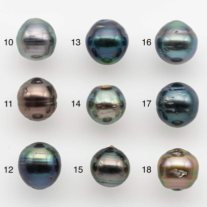9-10mm Natural Color Tahitian Pearl Drop Shape Loose Single Piece Undrilled in High Luster and Minor Blemishes, SKU # 2587TH