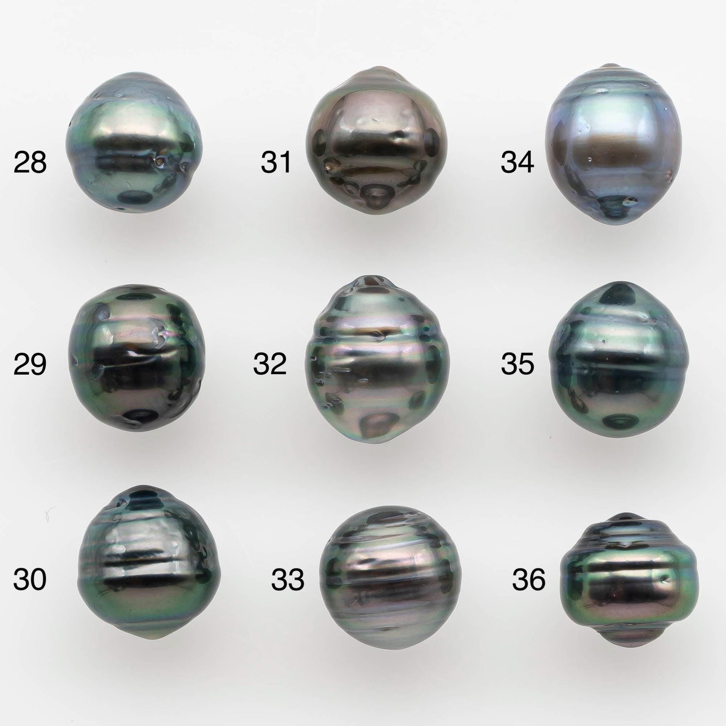 9-10mm Natural Color Tahitian Pearl Drop Shape Loose Single Piece Undrilled in High Luster and Minor Blemishes, SKU # 2587TH