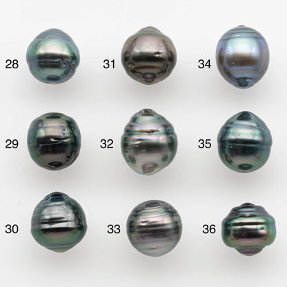 9-10mm Natural Color Tahitian Pearl Drop Shape Loose Single Piece Undrilled in High Luster and Minor Blemishes, SKU # 2587TH