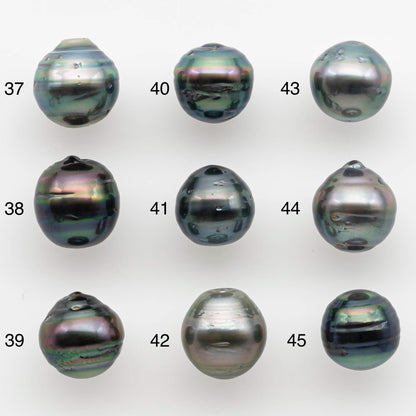 9-10mm Natural Color Tahitian Pearl Drop Shape Loose Single Piece Undrilled in High Luster and Minor Blemishes, SKU # 2587TH