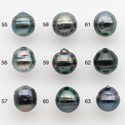 9-10mm Natural Color Tahitian Pearl Drop Shape Loose Single Piece Undrilled in High Luster and Minor Blemishes, SKU # 2587TH
