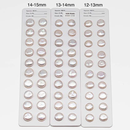 AAA Matching Pair Coin Pearls, 12-13mm, 13-14mm, 14-15mm White Color Freshwater Pearls, Undrilled, SKU#  2590FW