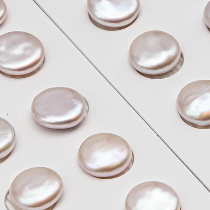 AAA Matching Pair Coin Pearls, 12-13mm, 13-14mm, 14-15mm White Color Freshwater Pearls, Undrilled, SKU#  2590FW