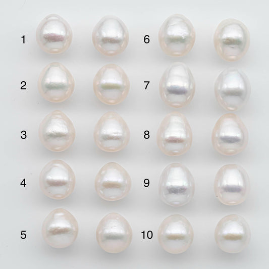 11.25-11.5mm Matching Pair  Edison Pearl Undrilled with Natural Color and High Luster for Making Earring, SKU # 2593EP