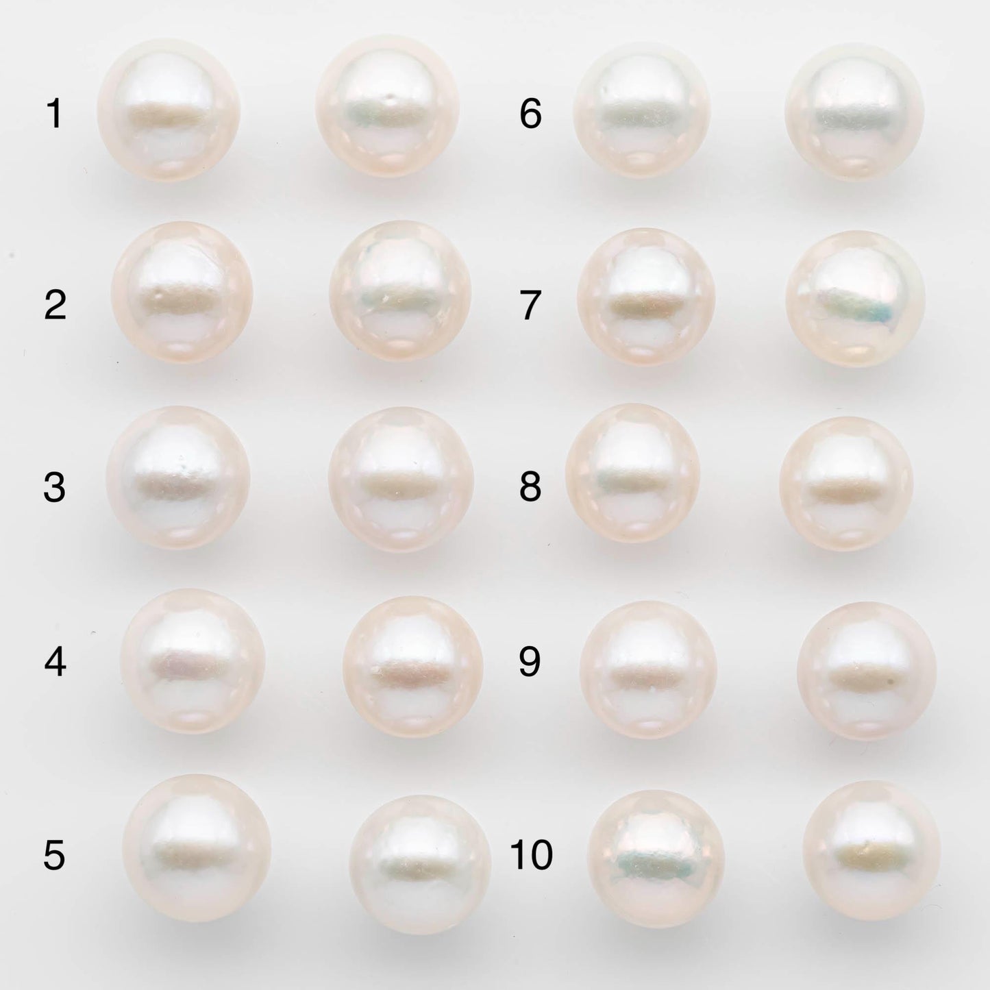 10-11mm Matching Pair Edison Pearls – White with Blemishes (Best for Stud Earrings), Undrilled – SKU #2596EP