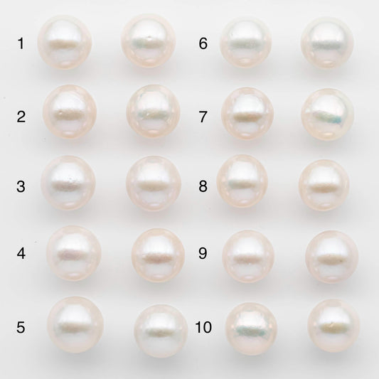 10-11mm Matching Pair Edison Pearls – White with Blemishes (Best for Stud Earrings), Undrilled – SKU #2596EP