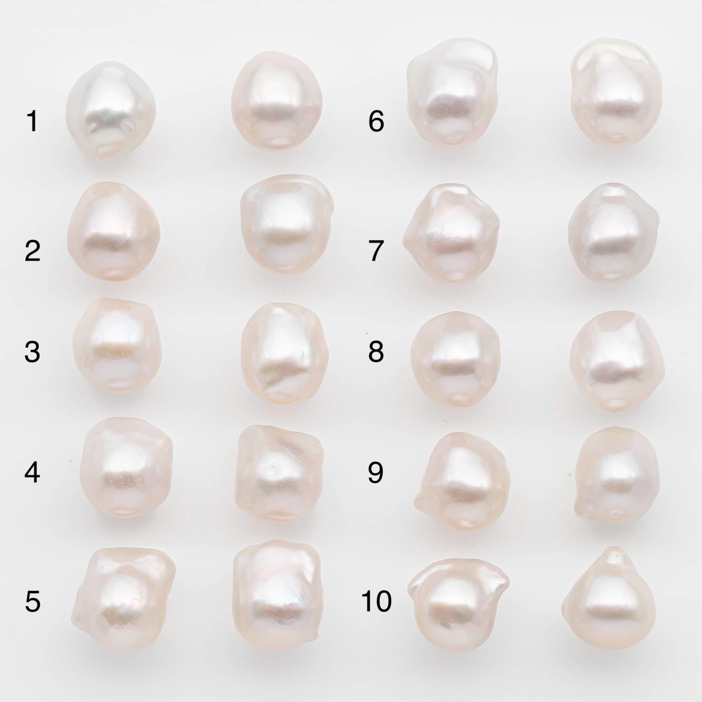 10-12mm Small Size–White Baroque Pearl Matching Pair, High Luster Freshwater Pearls for Earrings or Jewelry Making, Undrilled, SKU # 2612BA