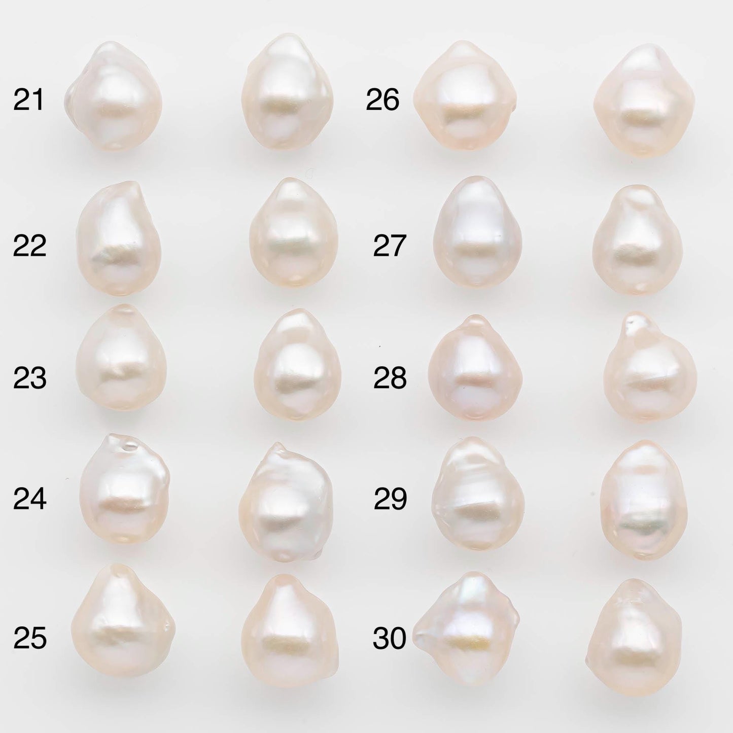 10-12mm Small Size–White Baroque Pearl Matching Pair, High Luster Freshwater Pearls for Earrings or Jewelry Making, Undrilled, SKU # 2612BA