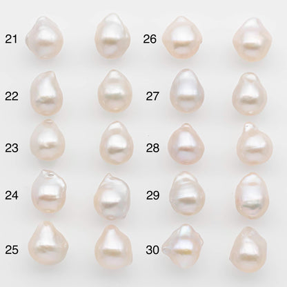 10-12mm Small Size–White Baroque Pearl Matching Pair, High Luster Freshwater Pearls for Earrings or Jewelry Making, Undrilled, SKU # 2612BA