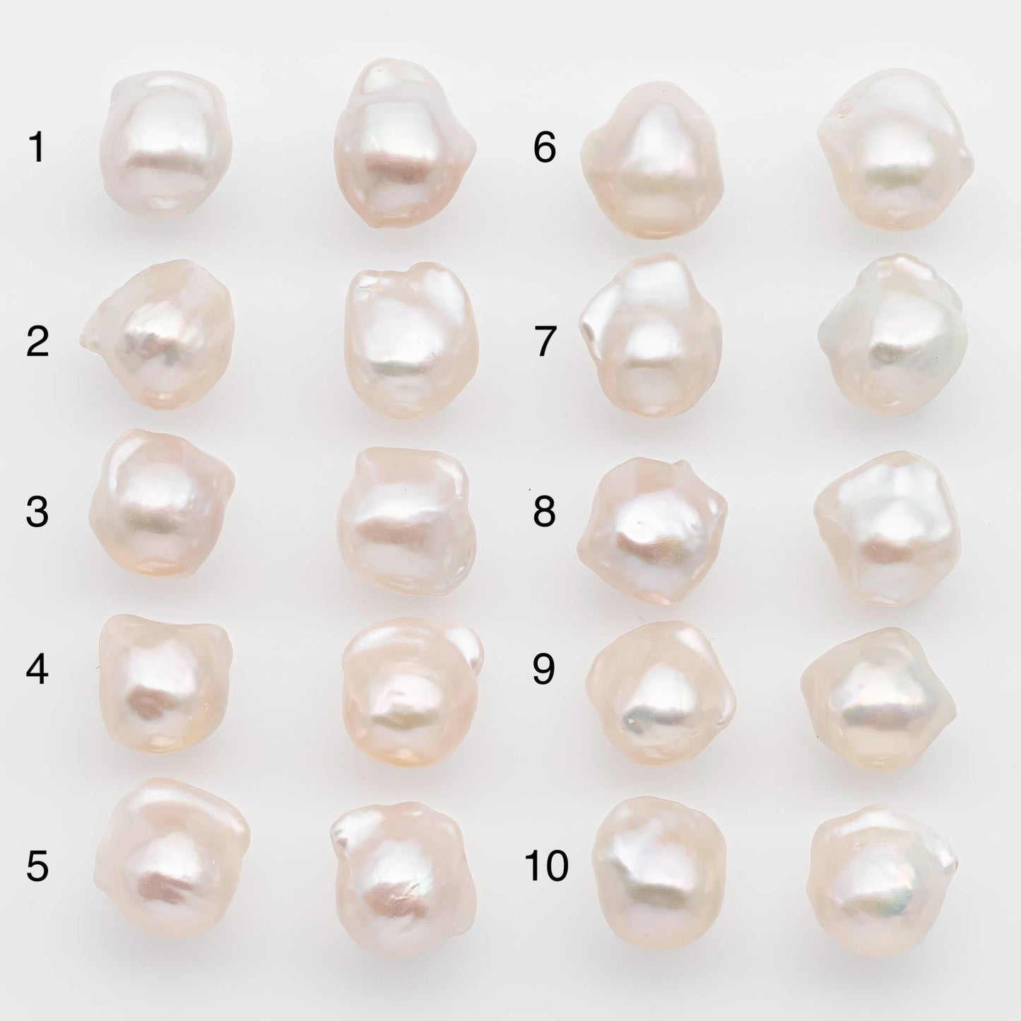 10-12mm Small Size – White Baroque Pearl Matching Pair, High Luster Freshwater Pearls for Earrings Making, No Hole Loose, SKU # 2613BA
