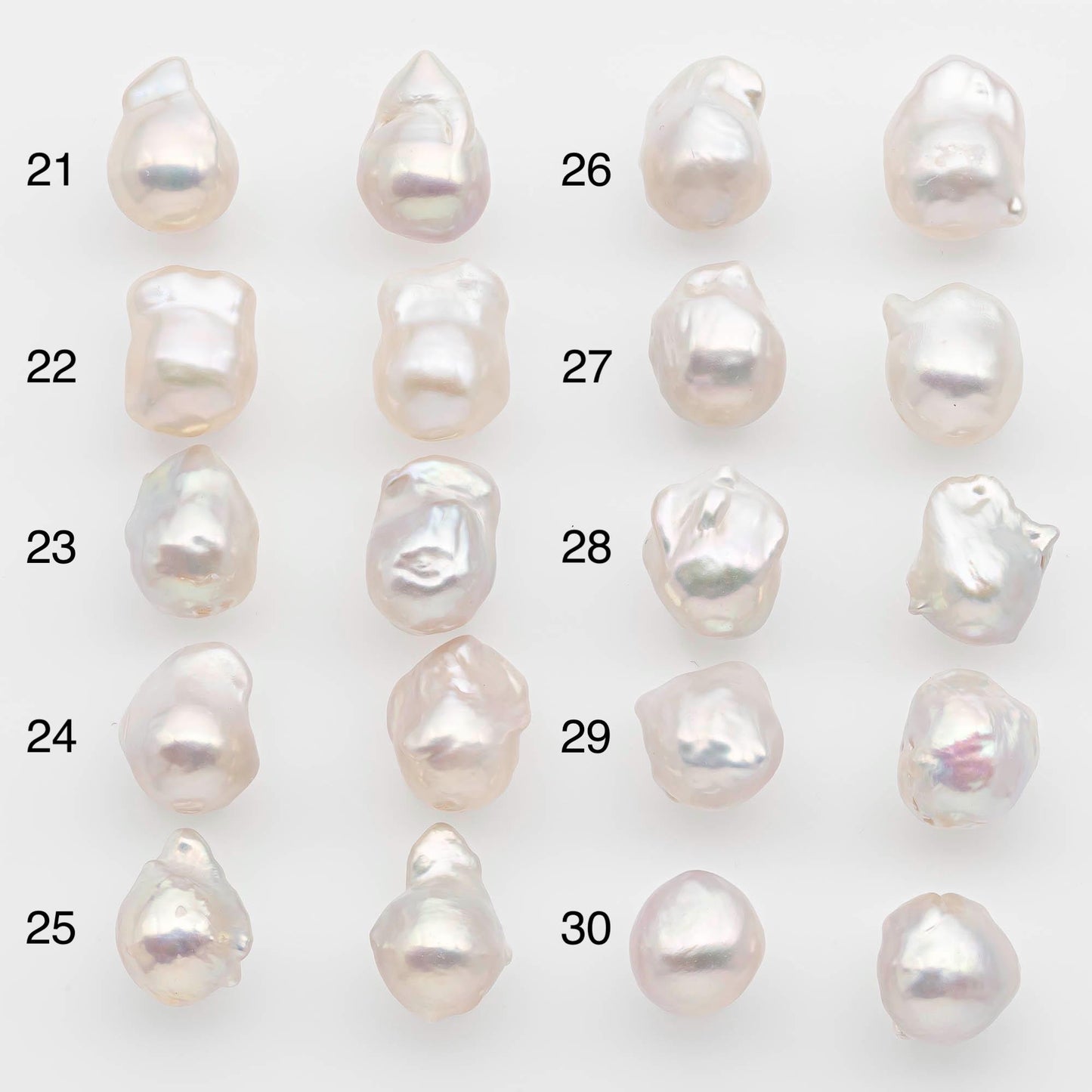 10-12mm Small Size – White Baroque Pearl Matching Pair, High Luster Freshwater Pearls for Earrings Making, No Hole Loose, SKU # 2613BA