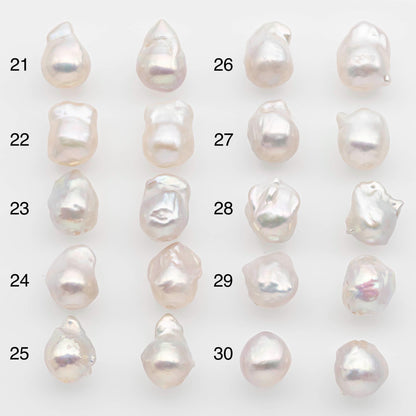 10-12mm Small Size – White Baroque Pearl Matching Pair, High Luster Freshwater Pearls for Earrings Making, No Hole Loose, SKU # 2613BA