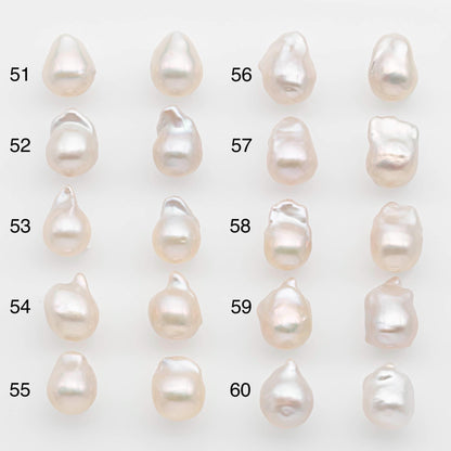 10-12mm Small Size – White Baroque Pearl Matching Pair, High Luster Freshwater Pearls for Earrings Making, No Hole Loose, SKU # 2613BA