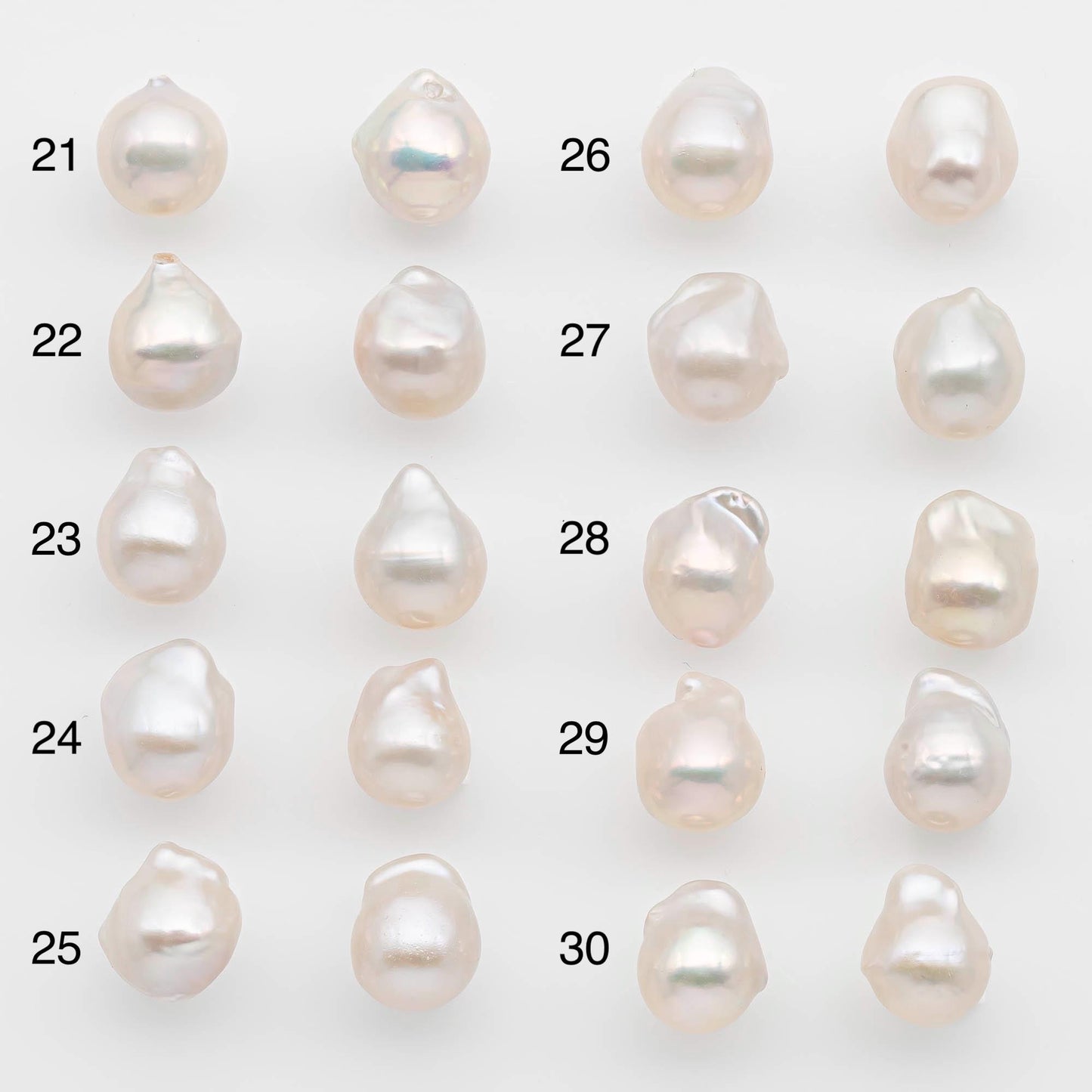 10-12mm Small Size – White Baroque Pearl Matching Pair, High Luster Freshwater Pearls for Earrings Making, No Hole Loose, SKU # 2614BA