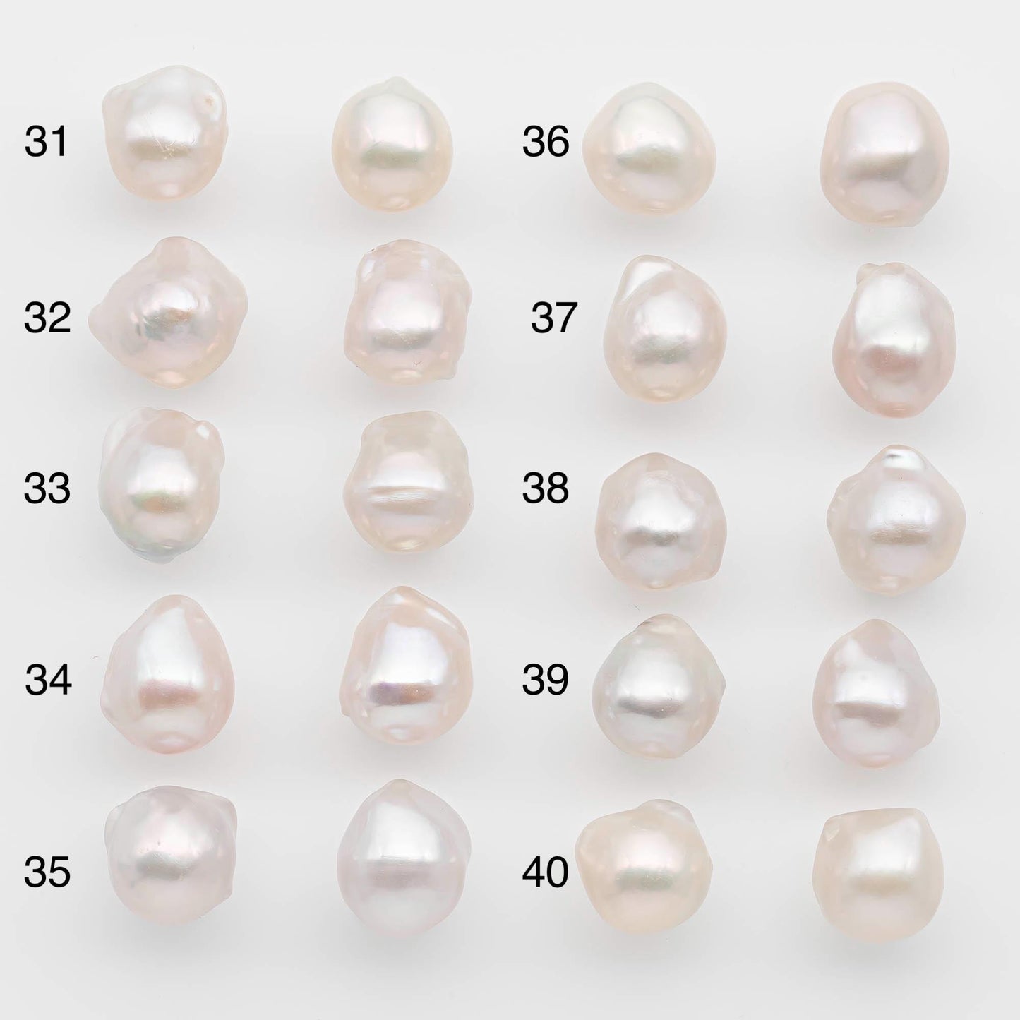 10-12mm Small Size – White Baroque Pearl Matching Pair, High Luster Freshwater Pearls for Earrings Making, No Hole Loose, SKU # 2614BA