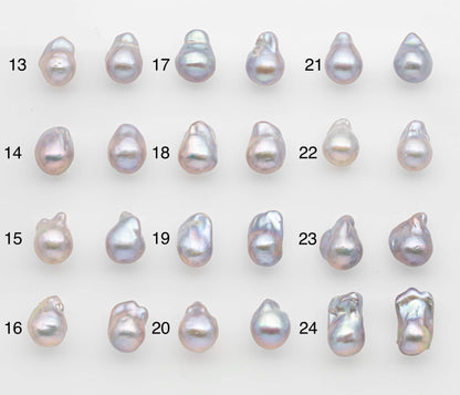 13-15mm Gray Color Baroque Pearl Matching Pair, High Luster Freshwater Pearls for Earrings or Jewelry Making, No Hole Loose, SKU # 2615BA