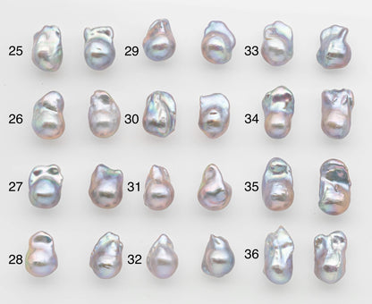 13-15mm Gray Color Baroque Pearl Matching Pair, High Luster Freshwater Pearls for Earrings or Jewelry Making, No Hole Loose, SKU # 2615BA
