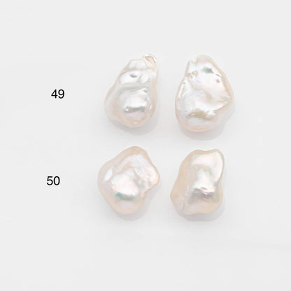 17-20mm White Baroque Pearl Matching Pair, High Luster Freshwater Pearls for Earrings or Jewelry Making, No Hole Loose, SKU # 2616BA