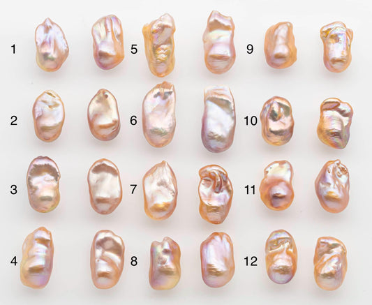 15-17mm Peach Color Baroque Pearl Matching Pair, High Luster Freshwater Pearls for Earrings or Jewelry Making, No Hole Loose, SKU # 2617BA