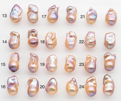 15-17mm Peach Color Baroque Pearl Matching Pair, High Luster Freshwater Pearls for Earrings or Jewelry Making, No Hole Loose, SKU # 2618BA