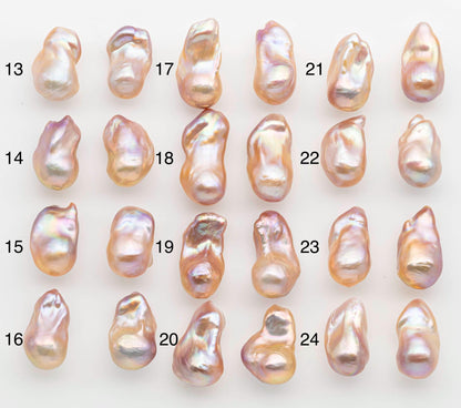 15-17mm Peach Color Baroque Pearl Matching Pair, High Luster Freshwater Pearls for Earrings or Jewelry Making, No Hole Loose, SKU # 2619BA