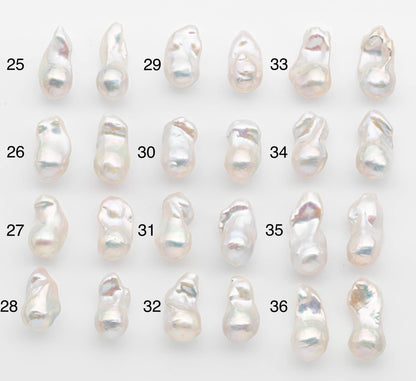 15-17mm White Baroque Pearl Matching Pair, High Luster Freshwater Pearls for Earrings or Jewelry Making, No Hole Loose, SKU # 2620BA