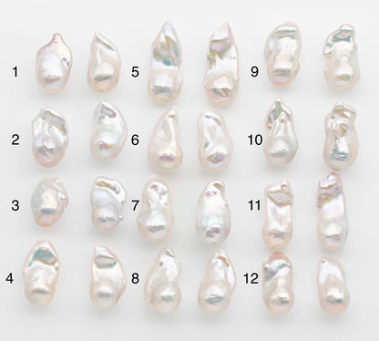 15-17mm White Baroque Pearl Matching Pair, High Luster Freshwater Pearls for Earrings or Jewelry Making, No Hole Loose, SKU # 2620BA