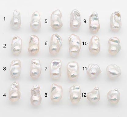 15-17mm White Baroque Pearl Matching Pair, High Luster Freshwater Pearls for Earrings or Jewelry Making, No Hole Loose, SKU # 2621BA