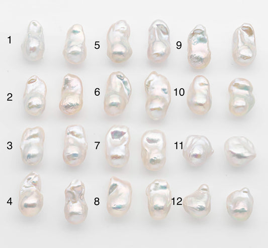 15-17mm White Baroque Pearl Matching Pair, High Luster Freshwater Pearls for Earrings or Jewelry Making, No Hole Loose, SKU # 2621BA