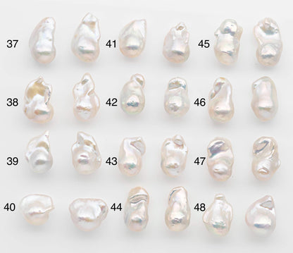 15-17mm White Baroque Pearl Matching Pair, High Luster Freshwater Pearls for Earrings or Jewelry Making, No Hole Loose, SKU # 2621BA