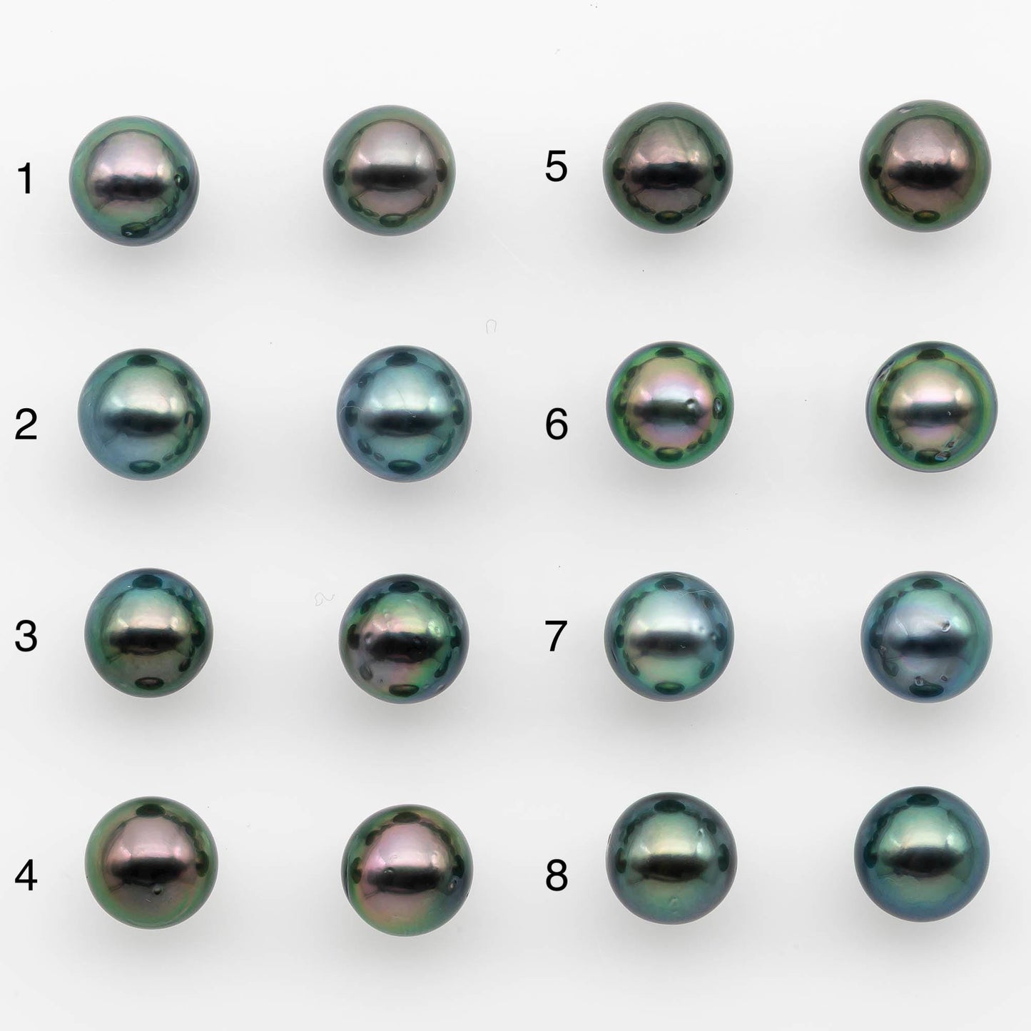 9-10mm Matching Pair Near Round Tahitian Pearl in High Luster, Undrilled for Making Earring or Pendant, SKU # 2540TH