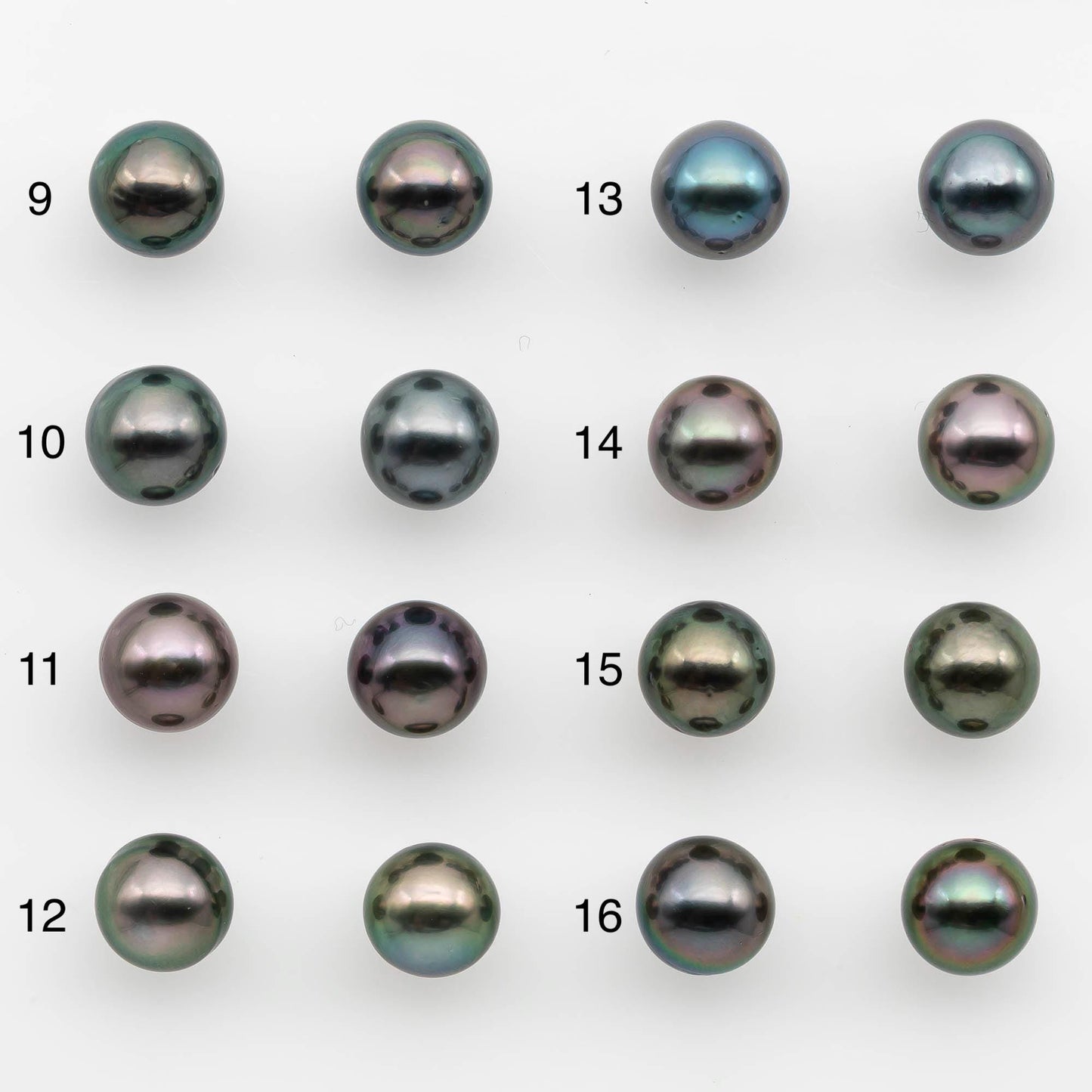 9-10mm Matching Pair Near Round Tahitian Pearl in High Luster, Undrilled for Making Earring or Pendant, SKU # 2540TH