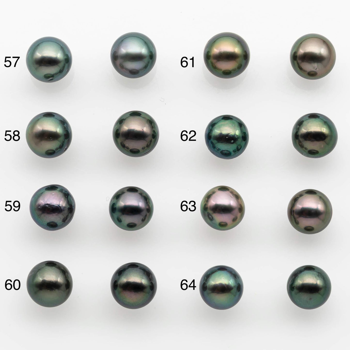 9-10mm Matching Pair Near Round Tahitian Pearl in High Luster, Undrilled for Making Earring or Pendant, SKU # 2540TH