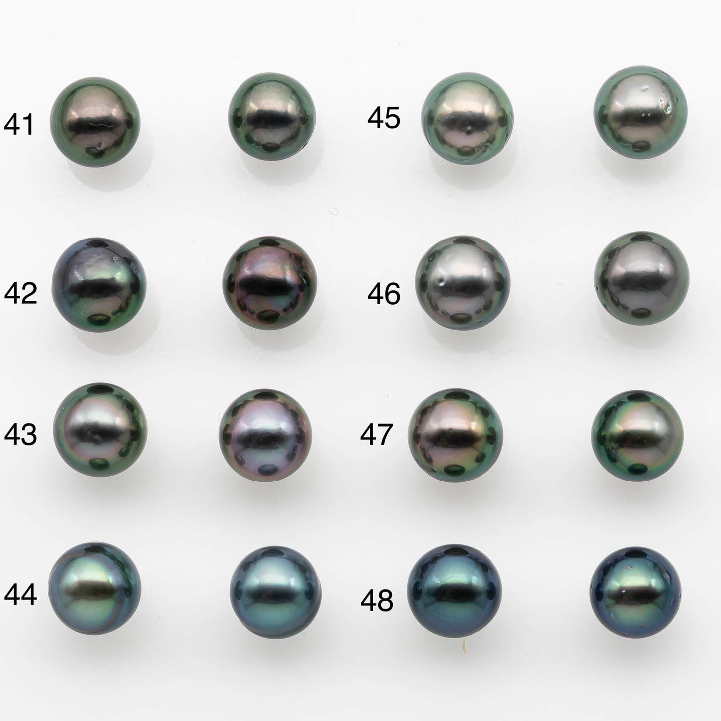 9-10mm Matching Pair Near Round Tahitian Pearl in High Luster, Undrilled for Making Earring or Pendant, SKU # 2540TH
