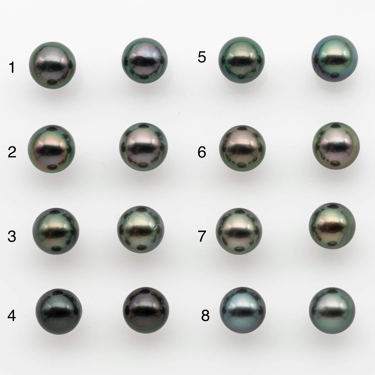 9-10mm Matching Pair Near Round Tahitian Pearl in High Luster, Undrilled for Making Earring or Pendant, SKU # 2541TH