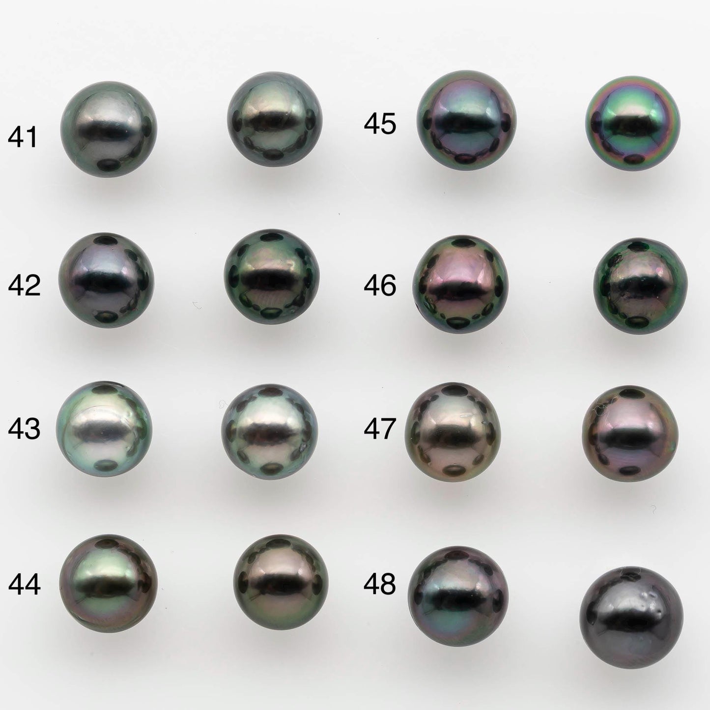 10-11mm Matching Pair Near Round Tahitian Pearl in High Luster, Undrilled for Making Earring or Pendant, SKU # 2542TH