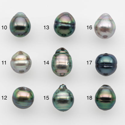 8-9mm Natural Color Tahitian Pearl Drop Shape Loose Single Piece Undrilled in High Luster and Minor Blemishes, SKU # 2622TH