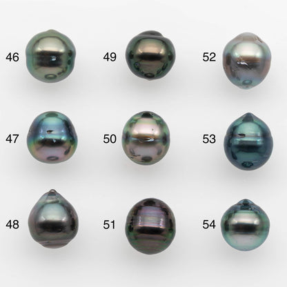 8-9mm Natural Color Tahitian Pearl Drop Shape Loose Single Piece Undrilled in High Luster and Minor Blemishes, SKU # 2622TH