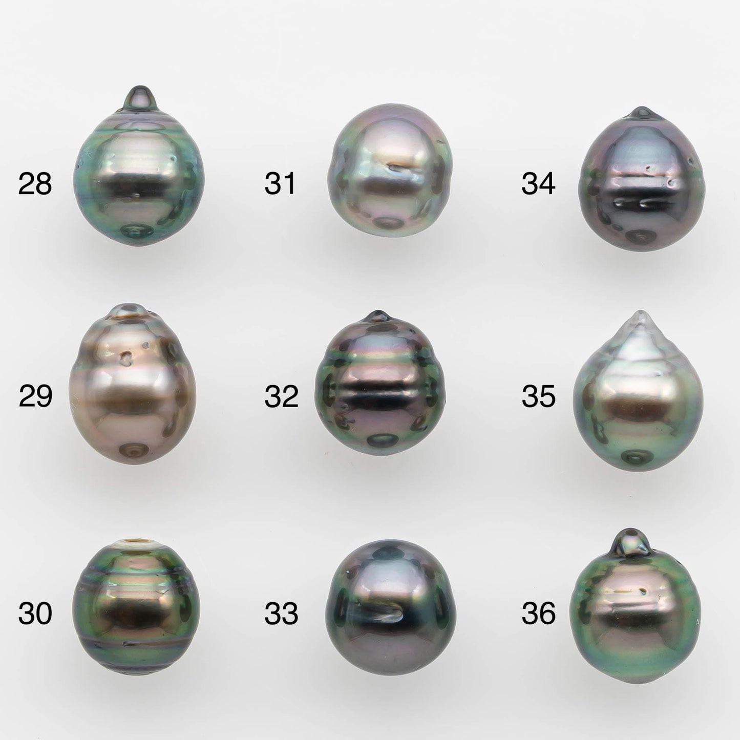 8-9mm Natural Color Tahitian Pearl Drop Shape Loose Single Piece Undrilled in High Luster and Minor Blemishes, SKU # 2622TH