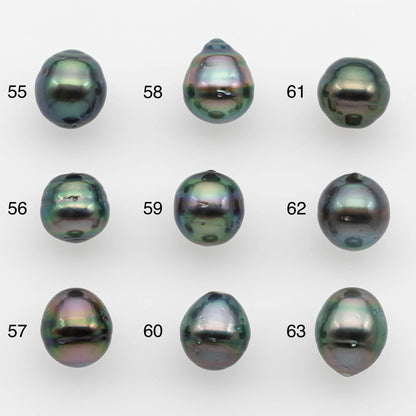 8-9mm Natural Color Tahitian Pearl Drop Shape Loose Single Piece Undrilled in High Luster and Minor Blemishes, SKU # 2622TH