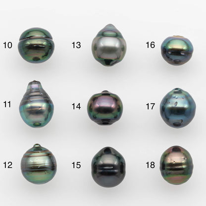 8-9mm Natural Color Tahitian Pearl Drop Shape Loose Single Piece Undrilled in High Luster and Minor Blemishes, SKU #2623TH