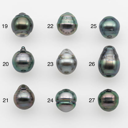 8-9mm Natural Color Tahitian Pearl Drop Shape Loose Single Piece Undrilled in High Luster and Minor Blemishes, SKU #2623TH