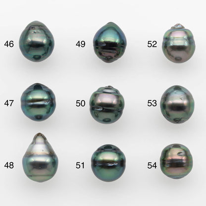 8-9mm Natural Color Tahitian Pearl Drop Shape Loose Single Piece Undrilled in High Luster and Minor Blemishes, SKU #2623TH