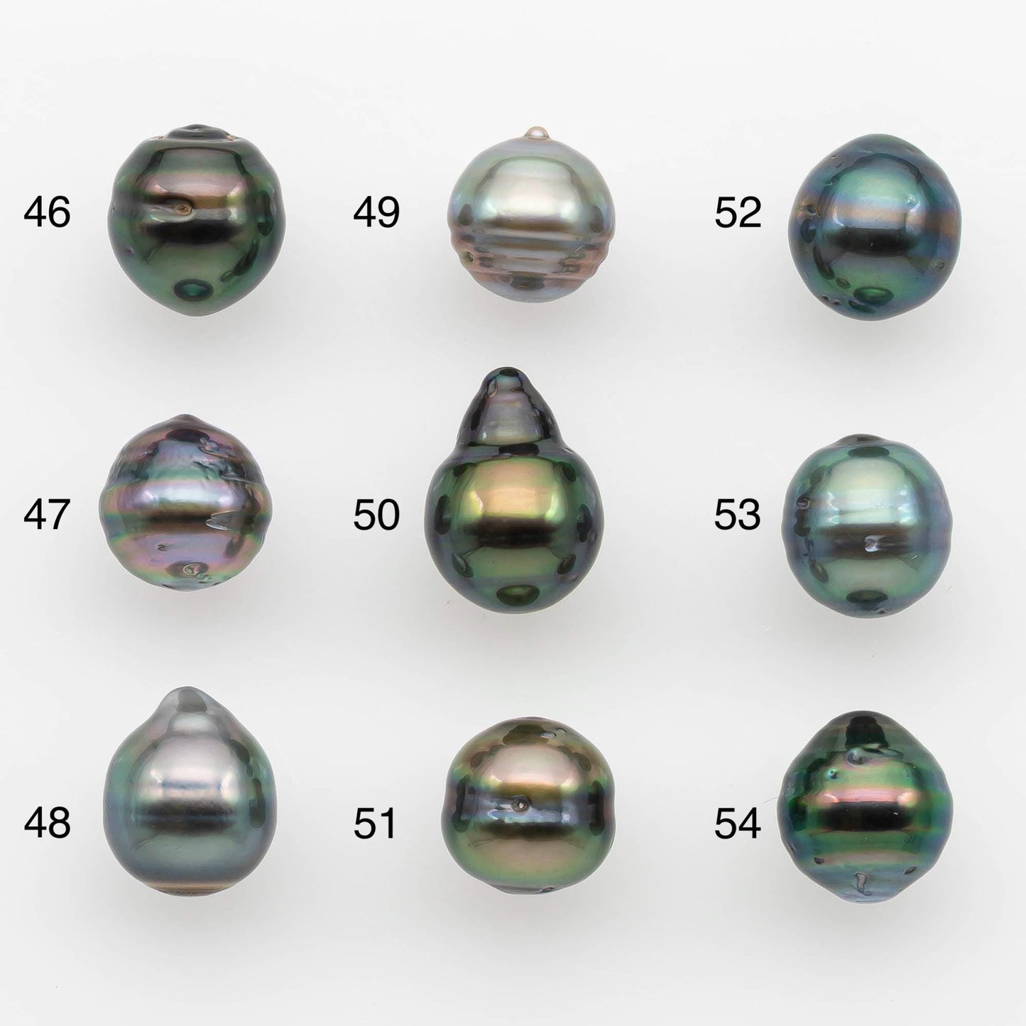 8-9mm Natural Color Tahitian Pearl Drop Shape Loose Single Piece Undrilled in High Luster and Minor Blemishes, SKU # 2624TH