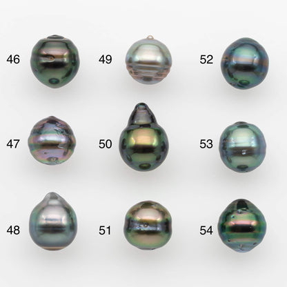 8-9mm Natural Color Tahitian Pearl Drop Shape Loose Single Piece Undrilled in High Luster and Minor Blemishes, SKU # 2624TH