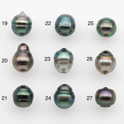 8-9mm Natural Color Tahitian Pearl Drop Shape Loose Single Piece Undrilled in High Luster and Minor Blemishes, SKU # 2624TH