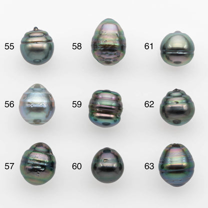 8-9mm Natural Color Tahitian Pearl Drop Shape Loose Single Piece Undrilled in High Luster and Minor Blemishes, SKU # 2624TH